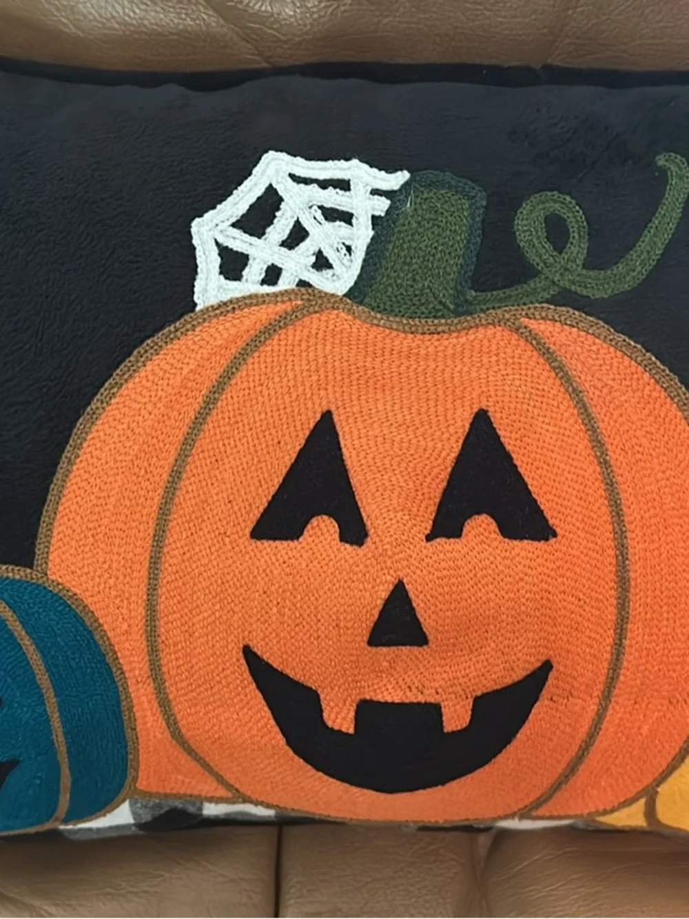Halloween Pumpkin Decorative Pillow - Black/Orange/Yellow